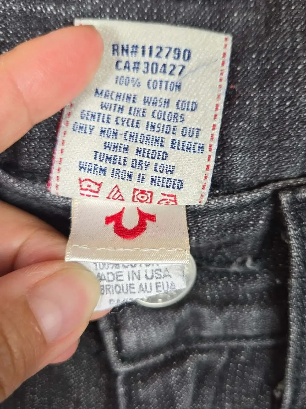 True Religion Billy Black Straight Jeans Made USA Mens 32 Y2K Premium Denim